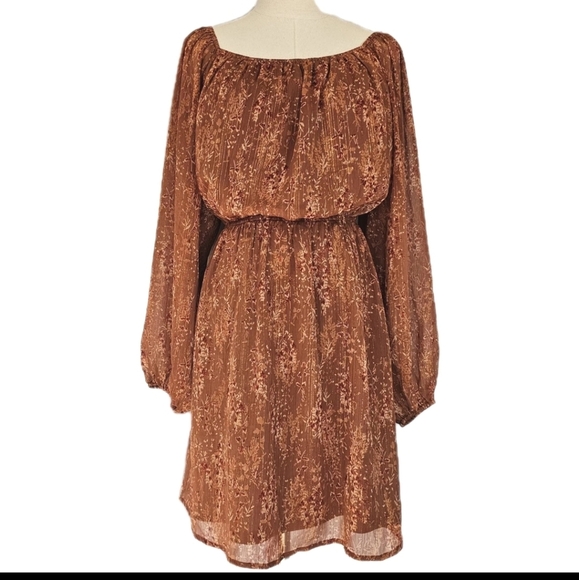 ANDREE BY UNIT Brown Long Sleeve Sundress Wedding Guest - Picture 1 of 15